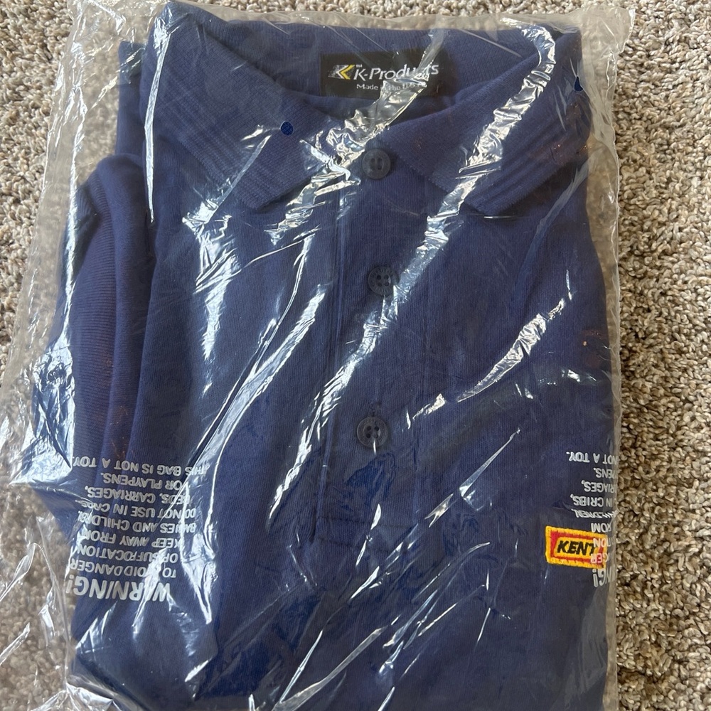 Vintage New Unopened Promo KENT (Feeds) Navy Blue Polo/Golf Shirt Size Large